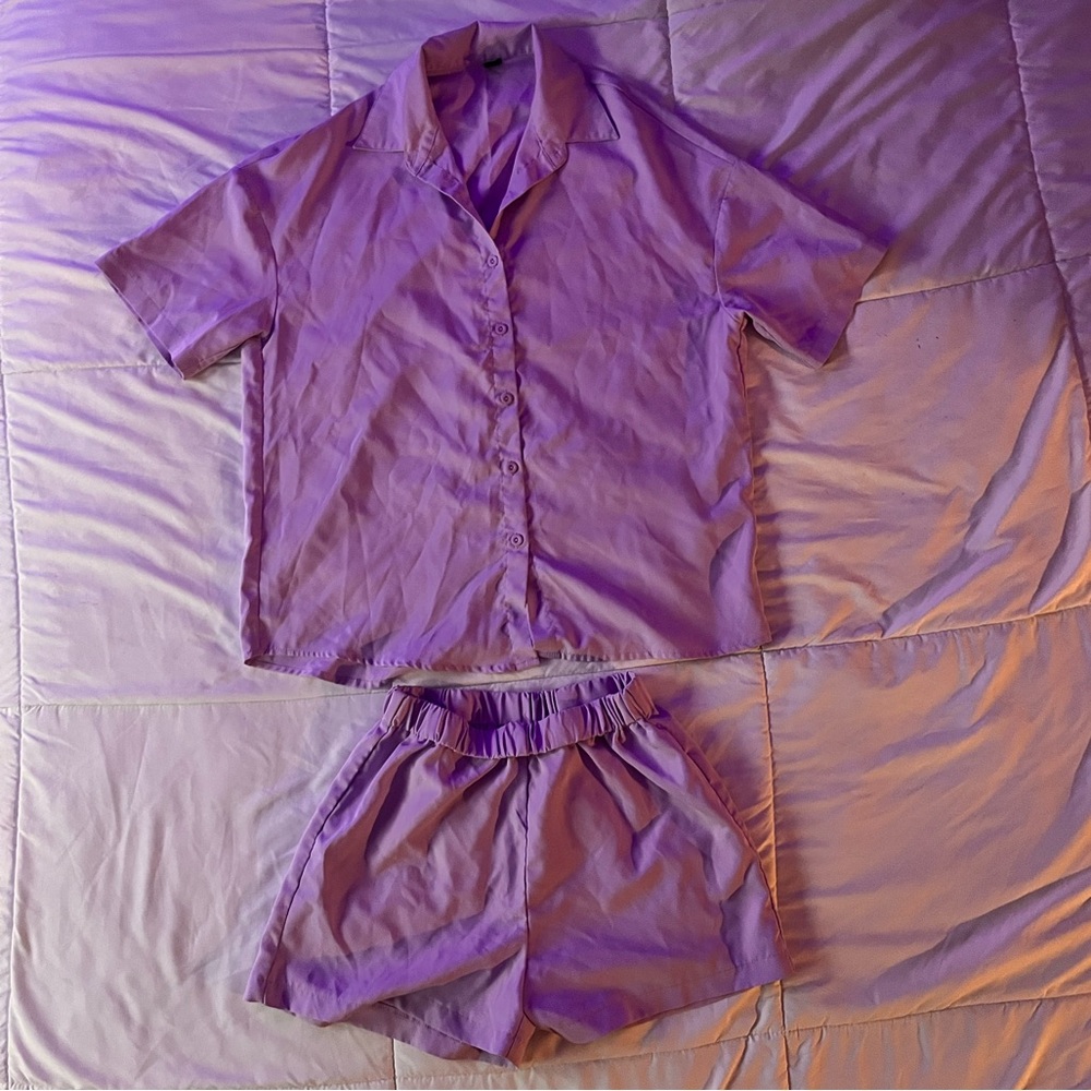 Lavender Women's Button Down Set